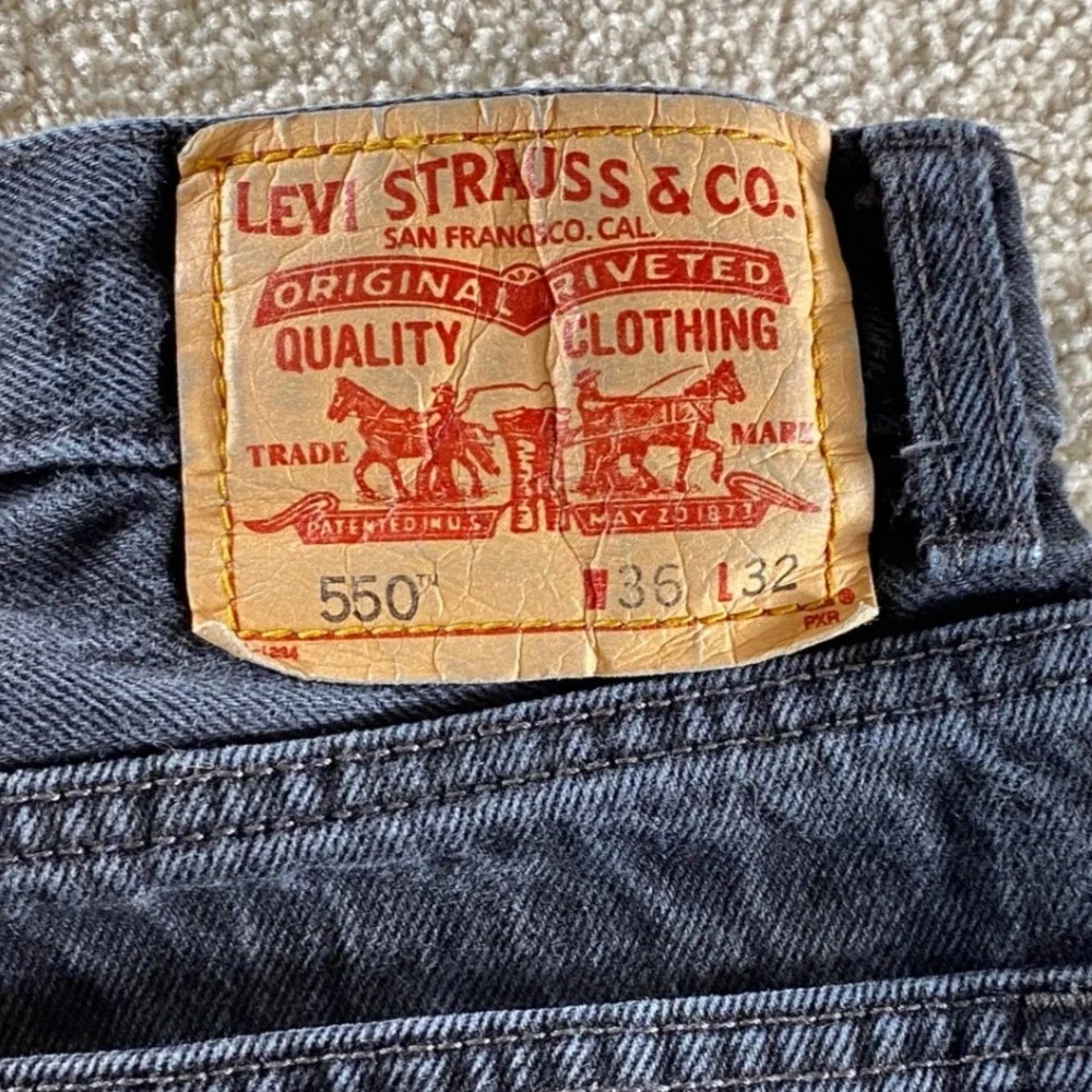Levi's 550 Relaxed Fit Jeans‎ Mens 36x32 Black Western Tapered Leg Denim